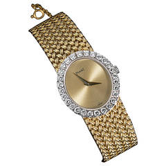 Piaget Rare Lady's Elegant Diamond Oval Gold Bracelet Wristwatch