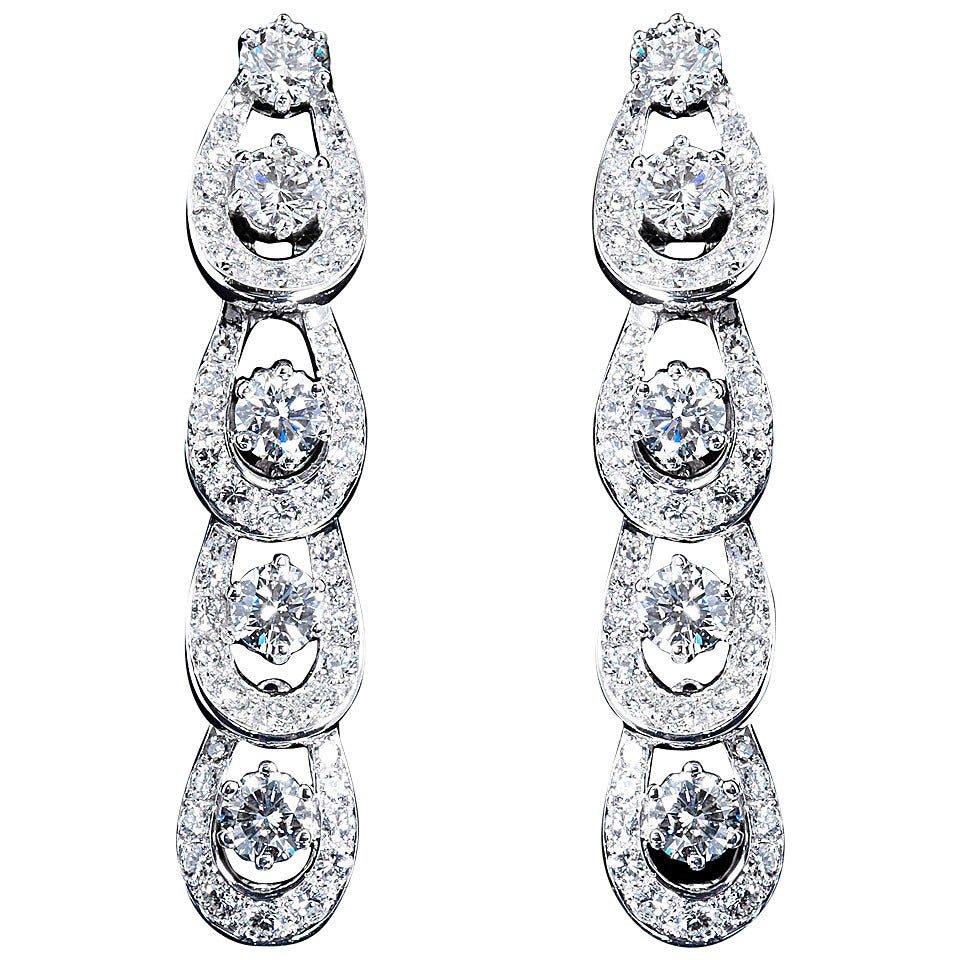 Mini Hoops Diamond Platinum Dangle Earrings