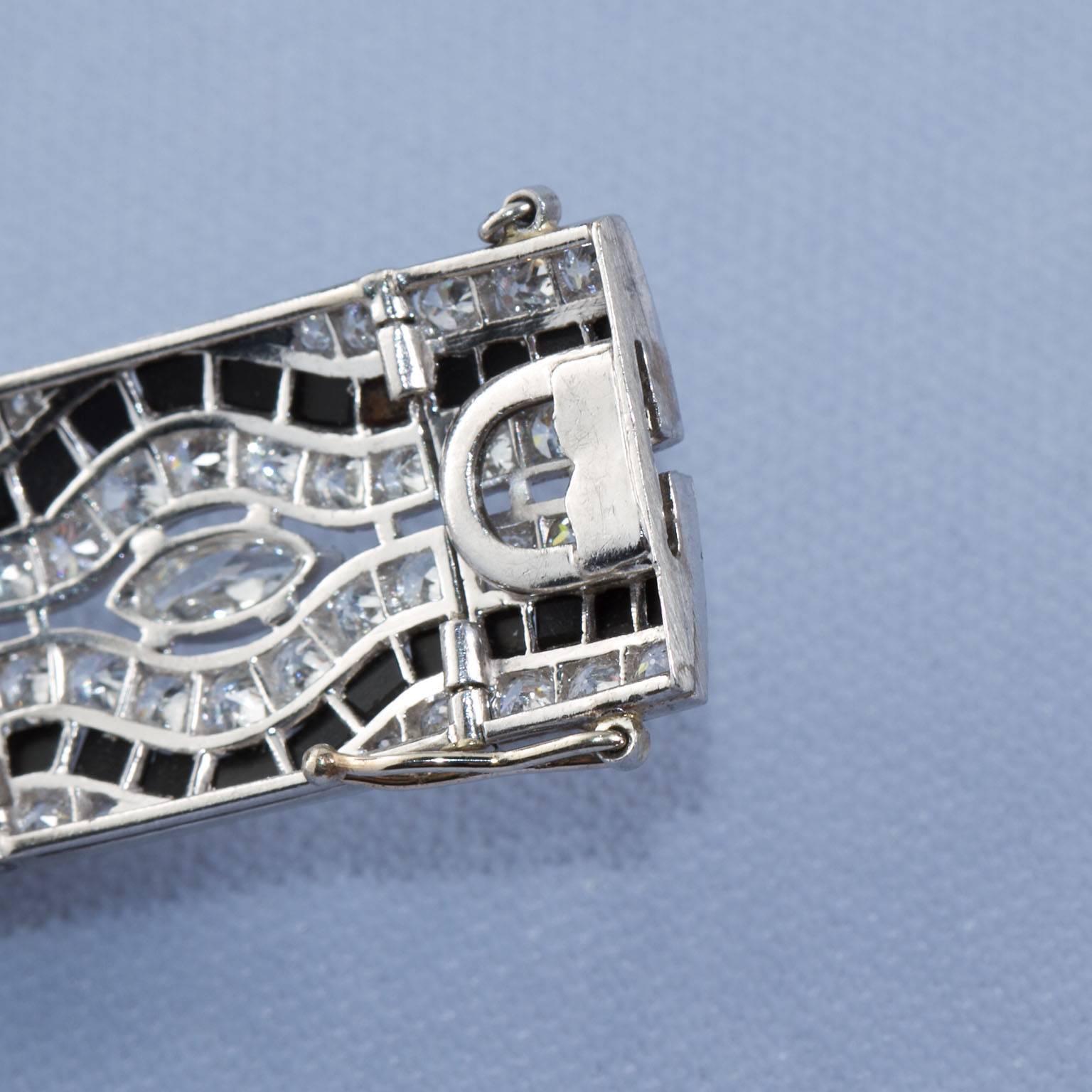 Art Deco Period Diamond Onyx Bracelet 2
