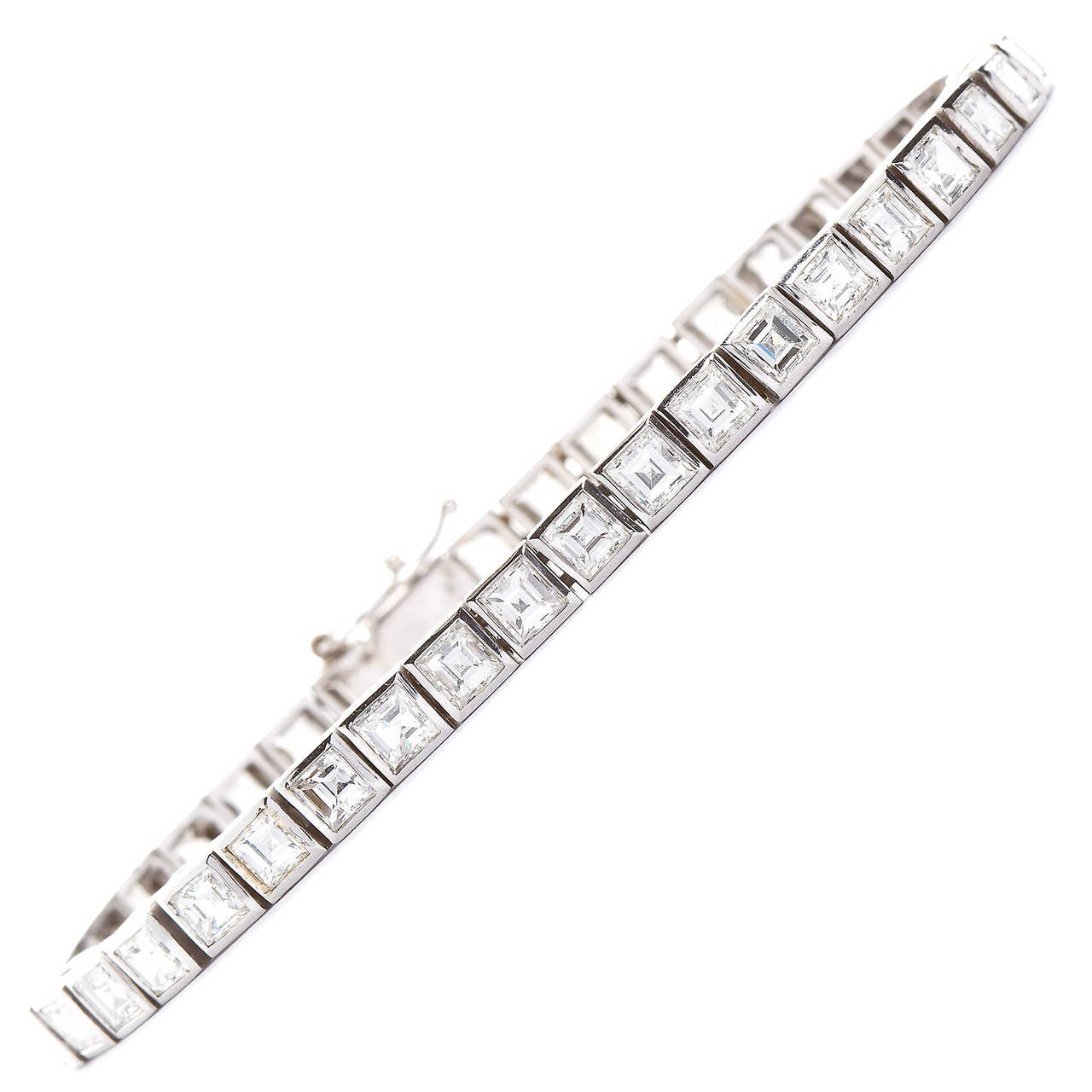 Square Cut Diamond Tennis Bracelet