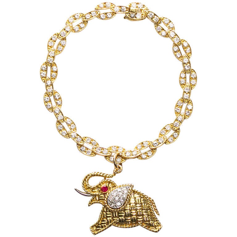 VAN CLEEF & ARPELS 1960s Elephant Charm Bracelet