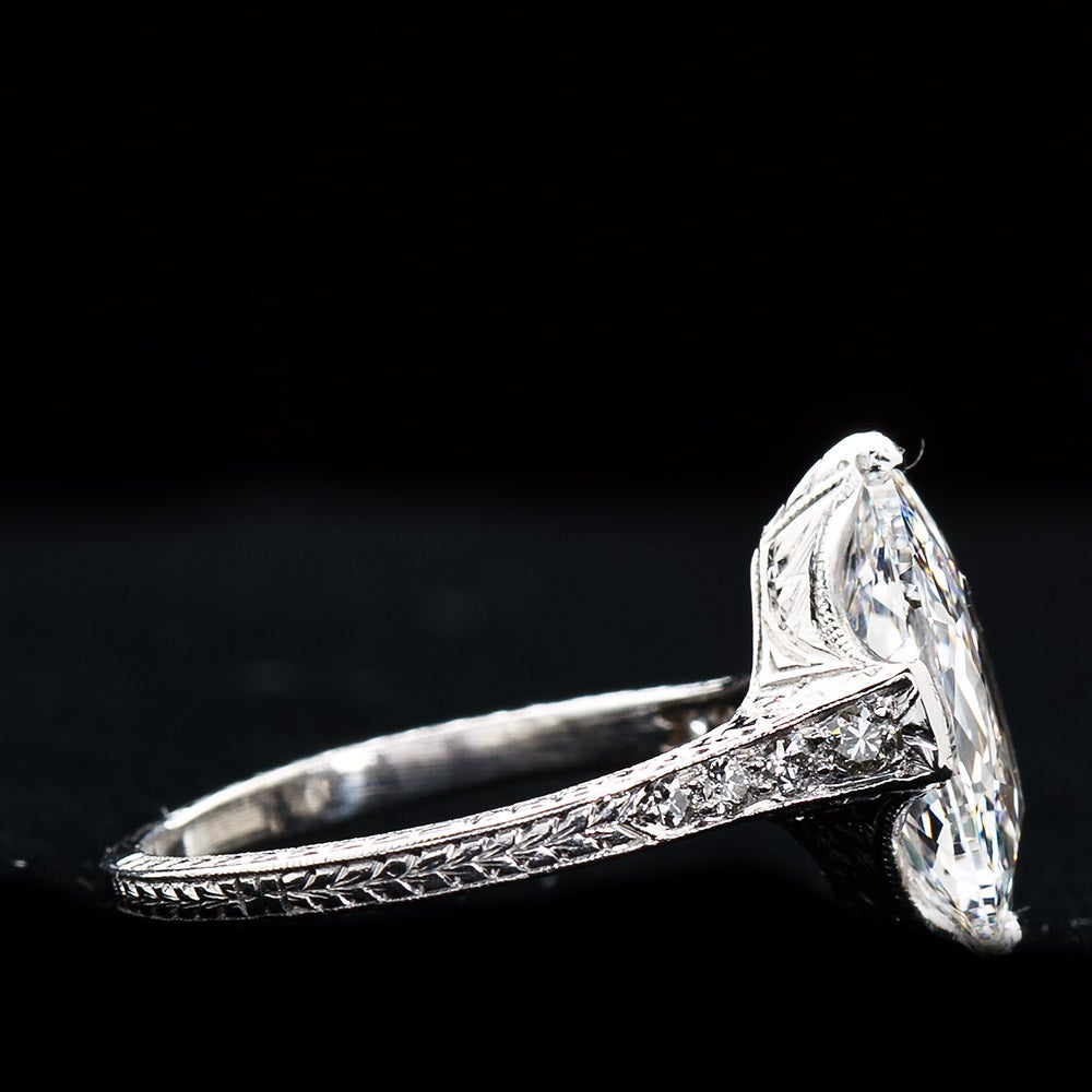 Art Deco Antique Oval Diamond 3.18 Carat D-IF Platinum Ring Type 2a GIA Certified 
