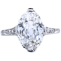 Antique Oval Diamond 3.18 Carat D-IF Platinum Ring Type 2a GIA Certified