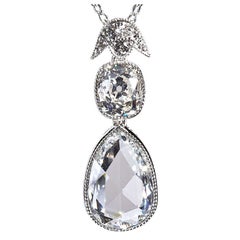 Pear Shape Rose-Cut Diamond Platinum Pendant 2.05 Carat