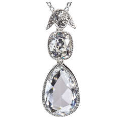 Pear Shape Rose-Cut Diamond Platinum Pendant 11