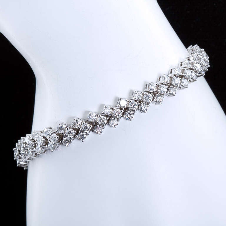 Three Row Diamond Tennis Bracelet 1