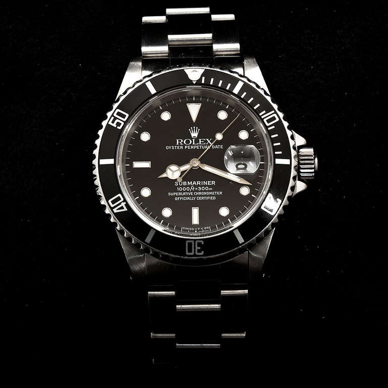 Rolex Stainless Steel Submariner Wristwatch Ref 16610 circa 1994