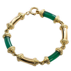 TIFFANY & CO. Gold Jade Tube Bracelet 9