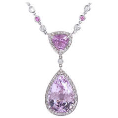 Vintage 11.00 Carat Pink Pear Shape Kunzite Pendant