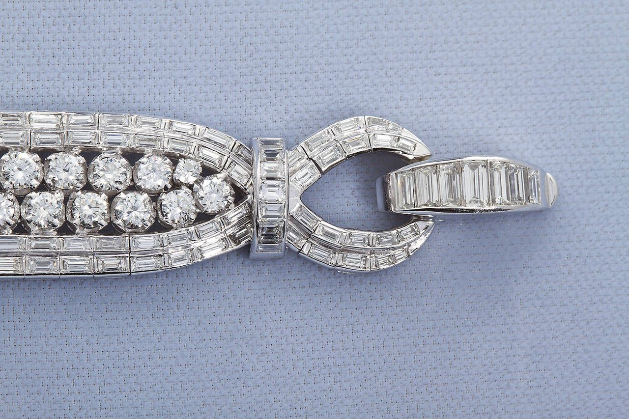 1940s Vintage Diamond Platinum Cluster Bracelet 38.50 Carat 2