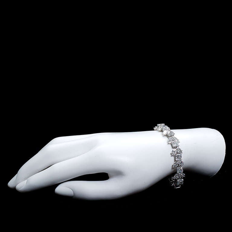Asscher and Marquise shaped Diamond Platinum Tennis Bracelet 1