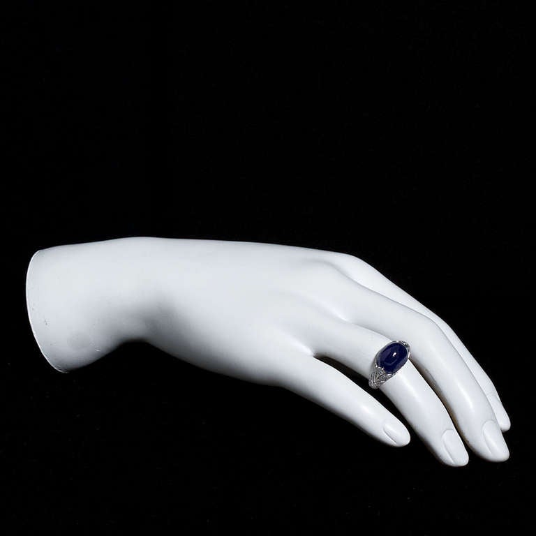 Cabochon Saphir Diamant Platin Ring 2