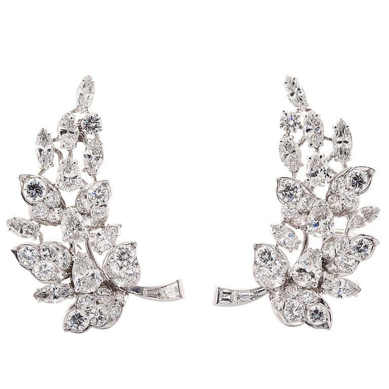 Exquisite Diamond Fronds Earrings For Sale at 1stdibs