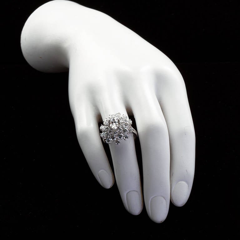 OSCAR HEYMAN 3.50 carats Diamond Platinum Cluster Ring 5