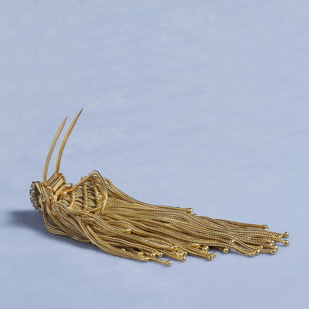 Gold and diamond tassel brooch Mop-head shaggy In Good Condition In Lakewood, NJ