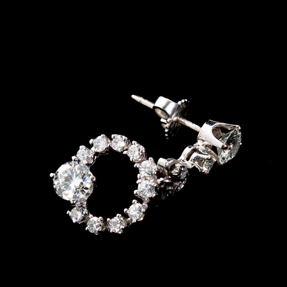Women's Diamond Drop Hoop Design Earrings