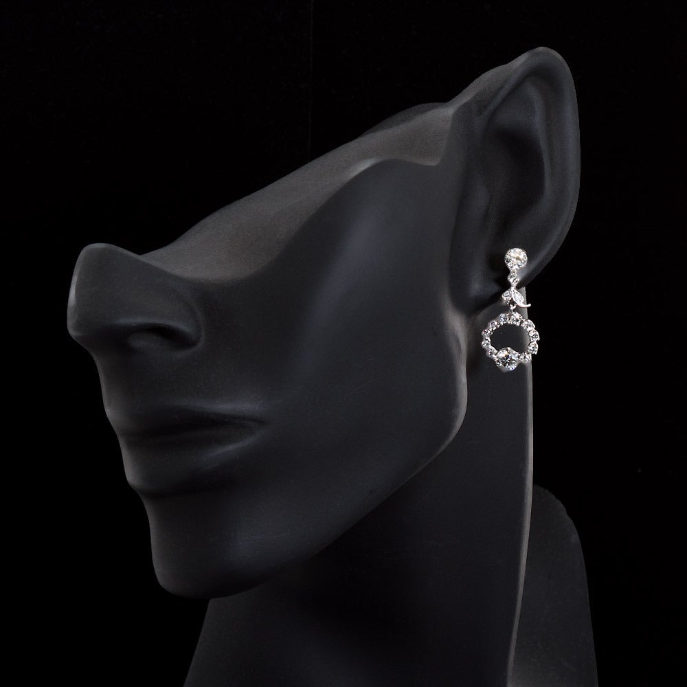 Round Cut Diamond Drop Hoop Design Earrings
