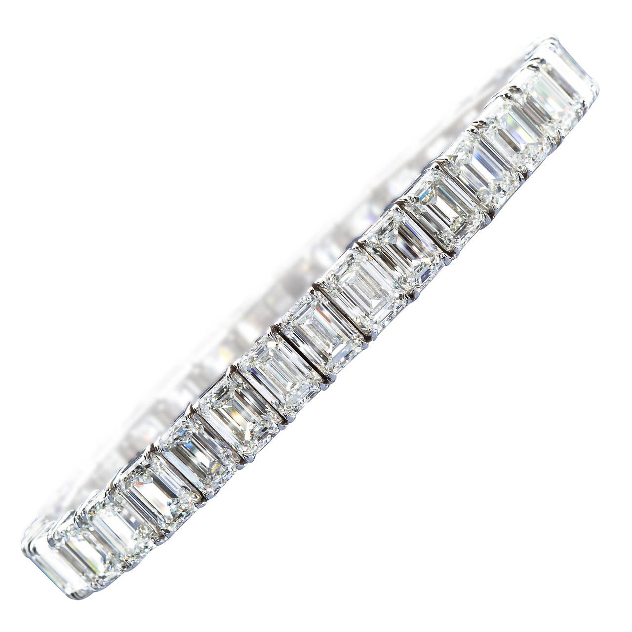 Special 35 Carat Emerald Cut Diamond Platinum Tennis Bracelet