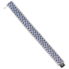 1920s Art Deco Sapphire Diamond Checkered Platinum Bracelet