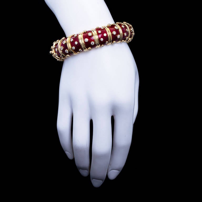 Women's Tiffany & Co. Jean Schlumberger Ruby Red Paillonne Bangle with Diamonds