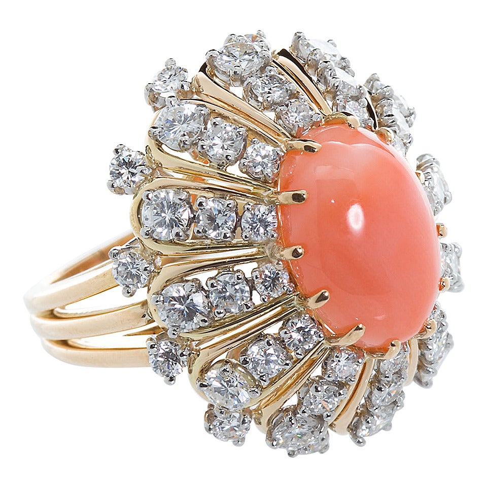 Oscar Heyman Coral Diamond Cocktail Ring