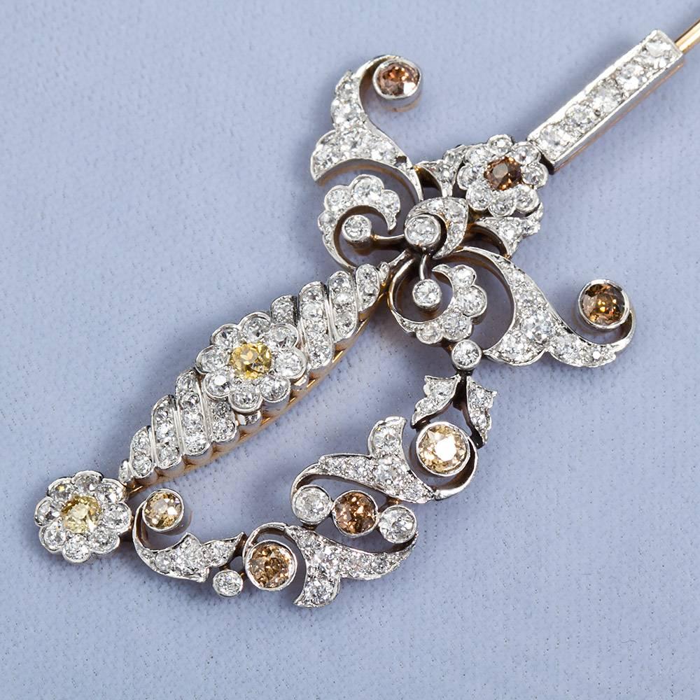 Spilla antica con spada Jabot in diamante In condizioni buone in vendita a Lakewood, NJ