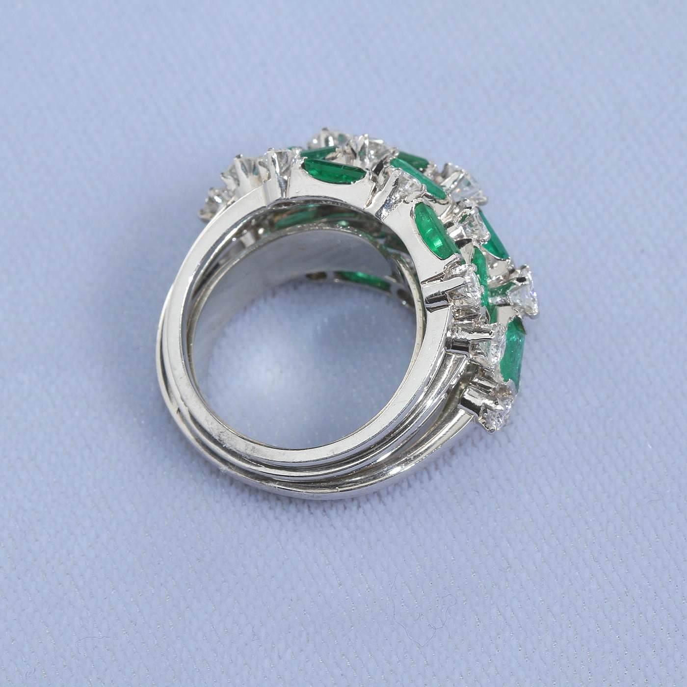 Women's Emeralds Diamond Cocktail Dome Boulé Ring