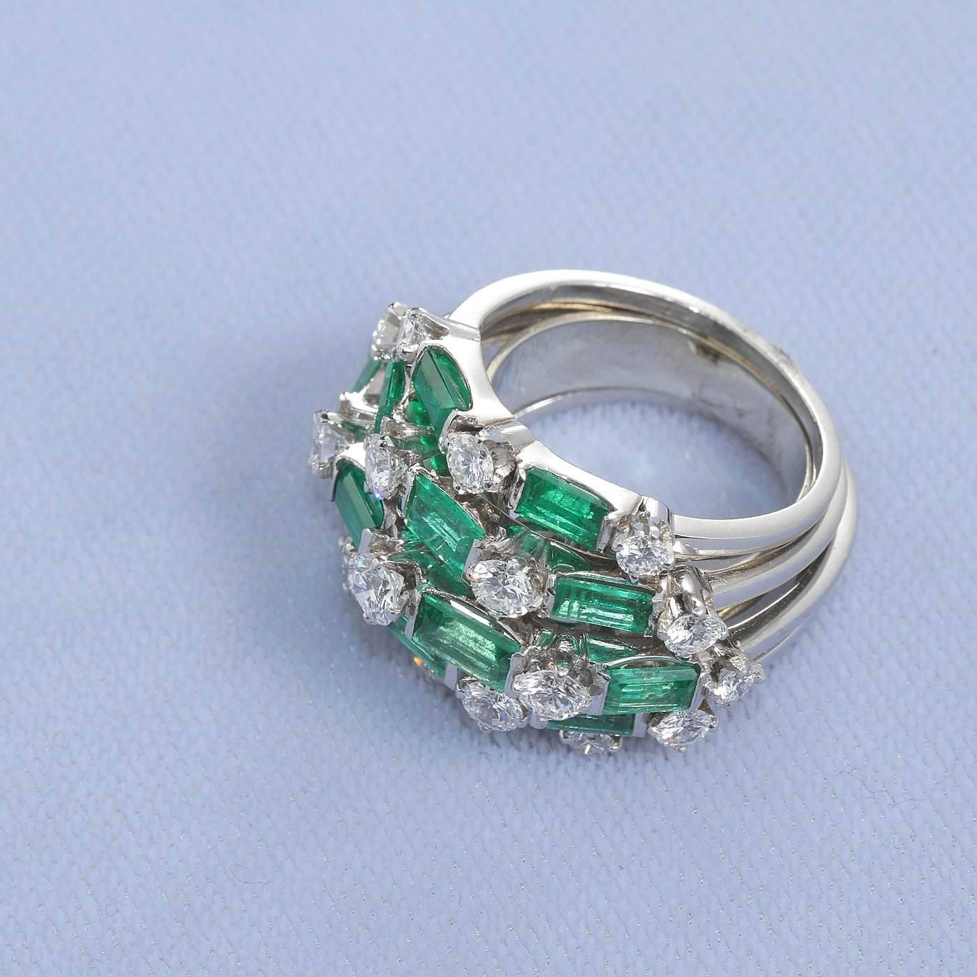 Emeralds Diamond Cocktail Dome Boulé Ring 2