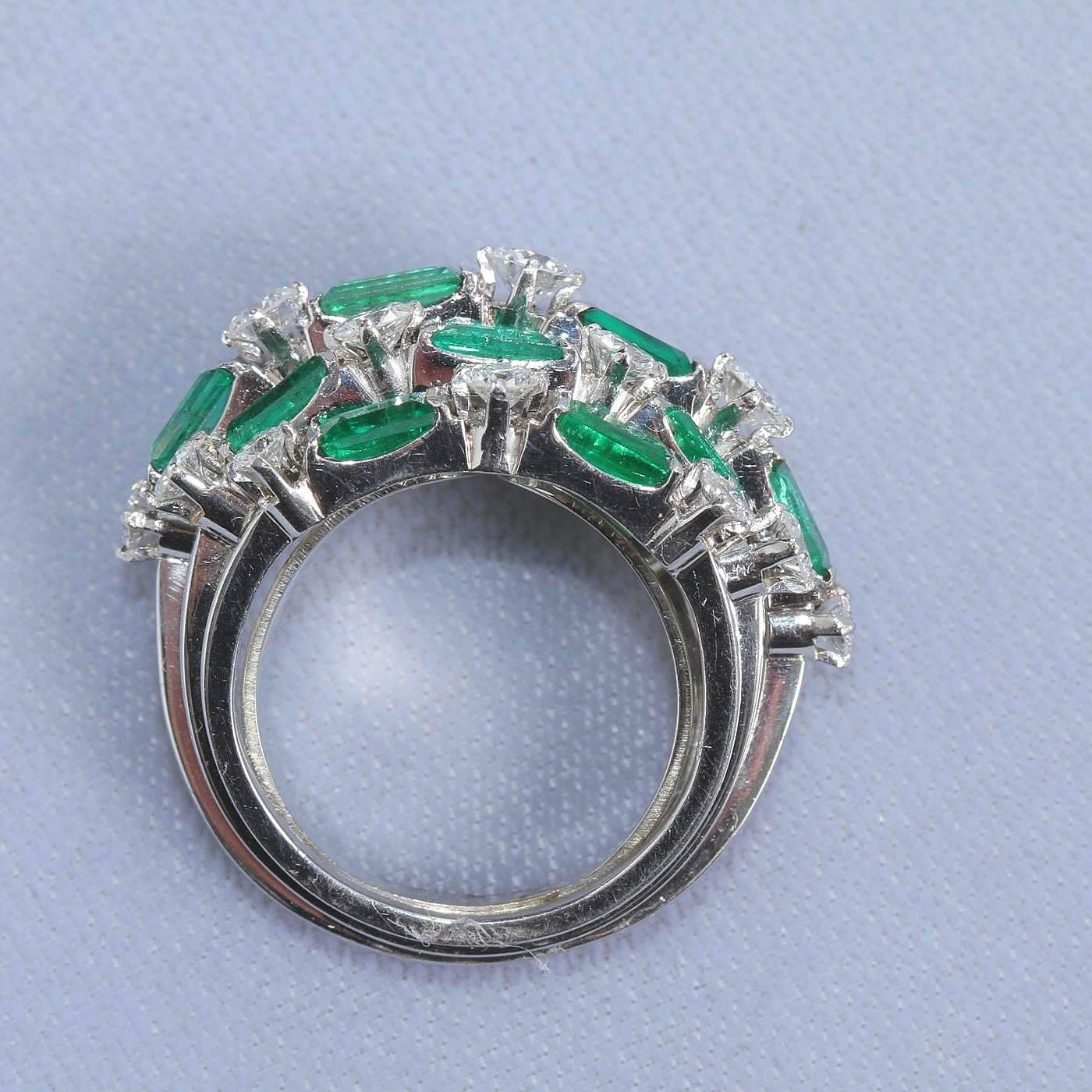 Emeralds Diamond Cocktail Dome Boulé Ring 4