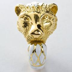 David Webb Enamel Gold Lion Ring