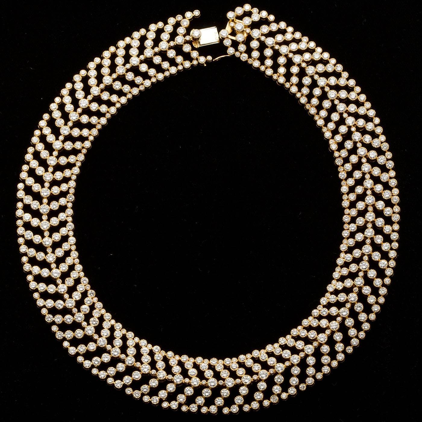 Modern Cartier Paris Vintage Diamond in Gold Choker Necklace