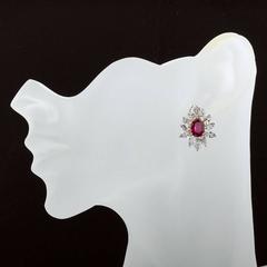 4.66 Carat Ruby Diamond Cluster Earrings