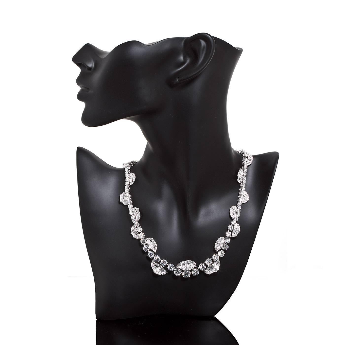 Round Cut French Garland Diamond Rivieré Necklace