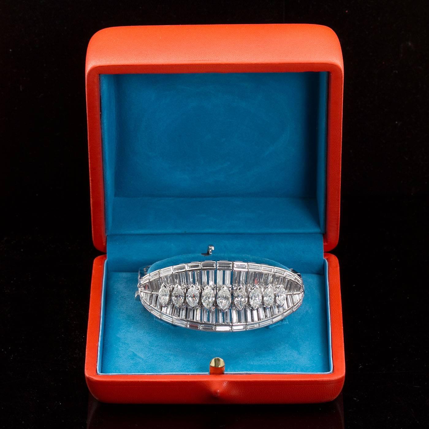 Wide Fancy Cut Diamond Bracelet 40 Carat  3