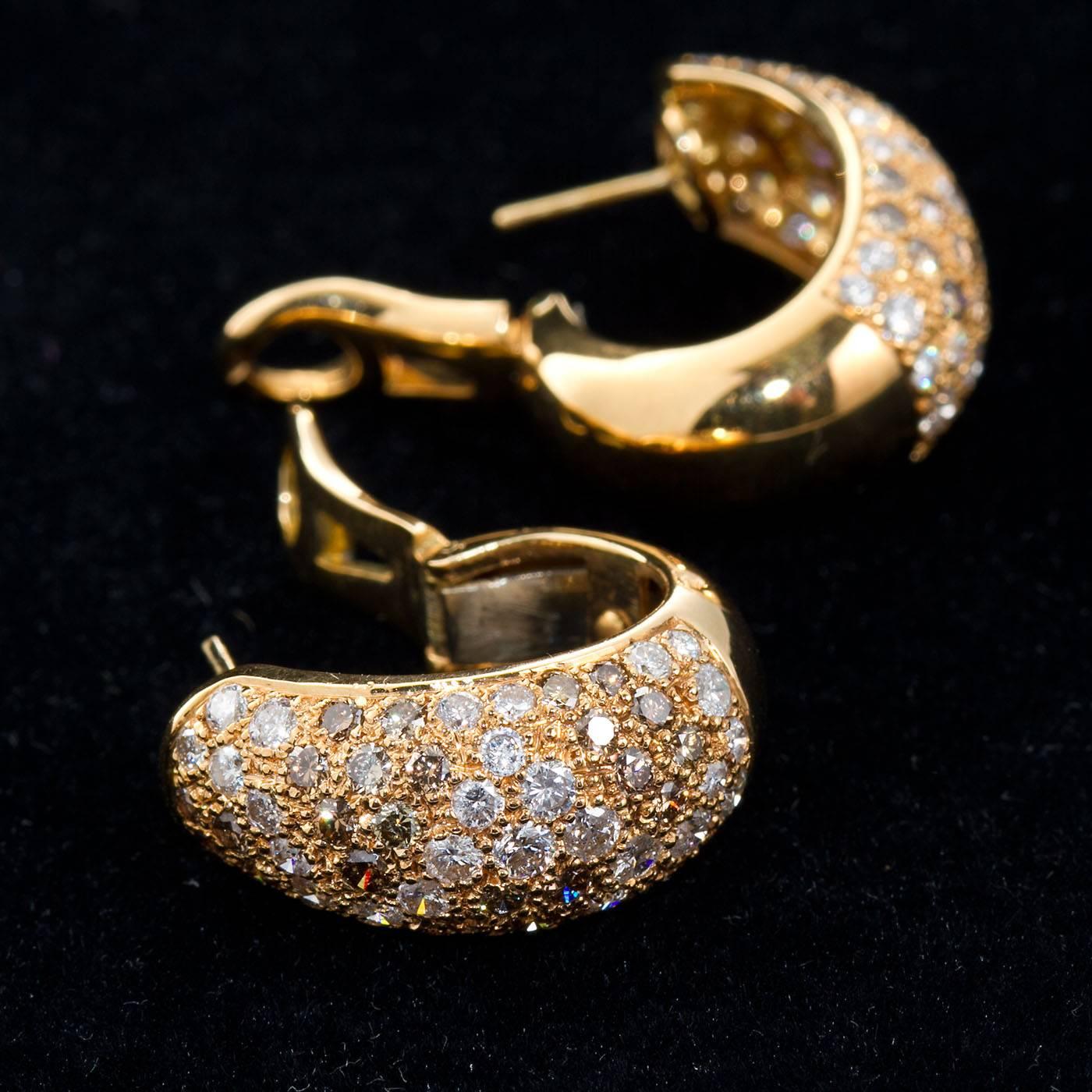 Cartier Sauvage White and Cognac Diamond Bombé Earrings 1