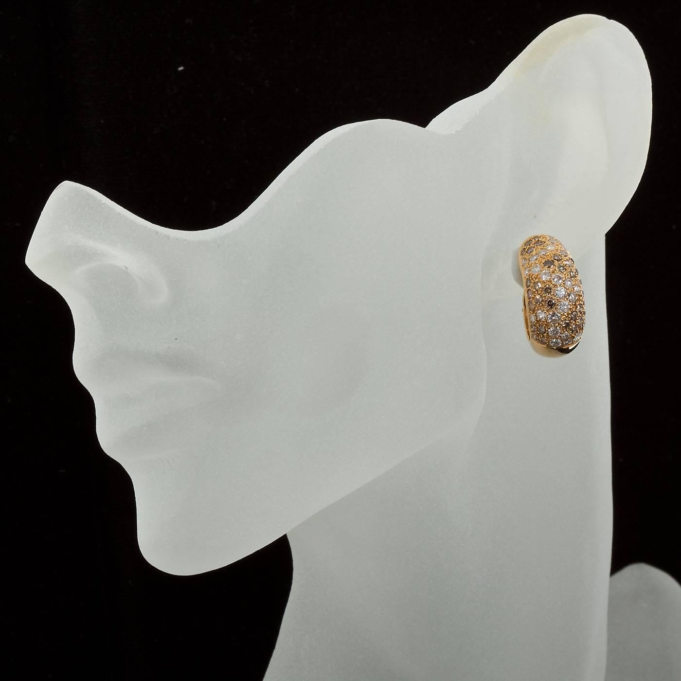Cartier Sauvage White and Cognac Diamond Bombé Earrings In Excellent Condition In Lakewood, NJ