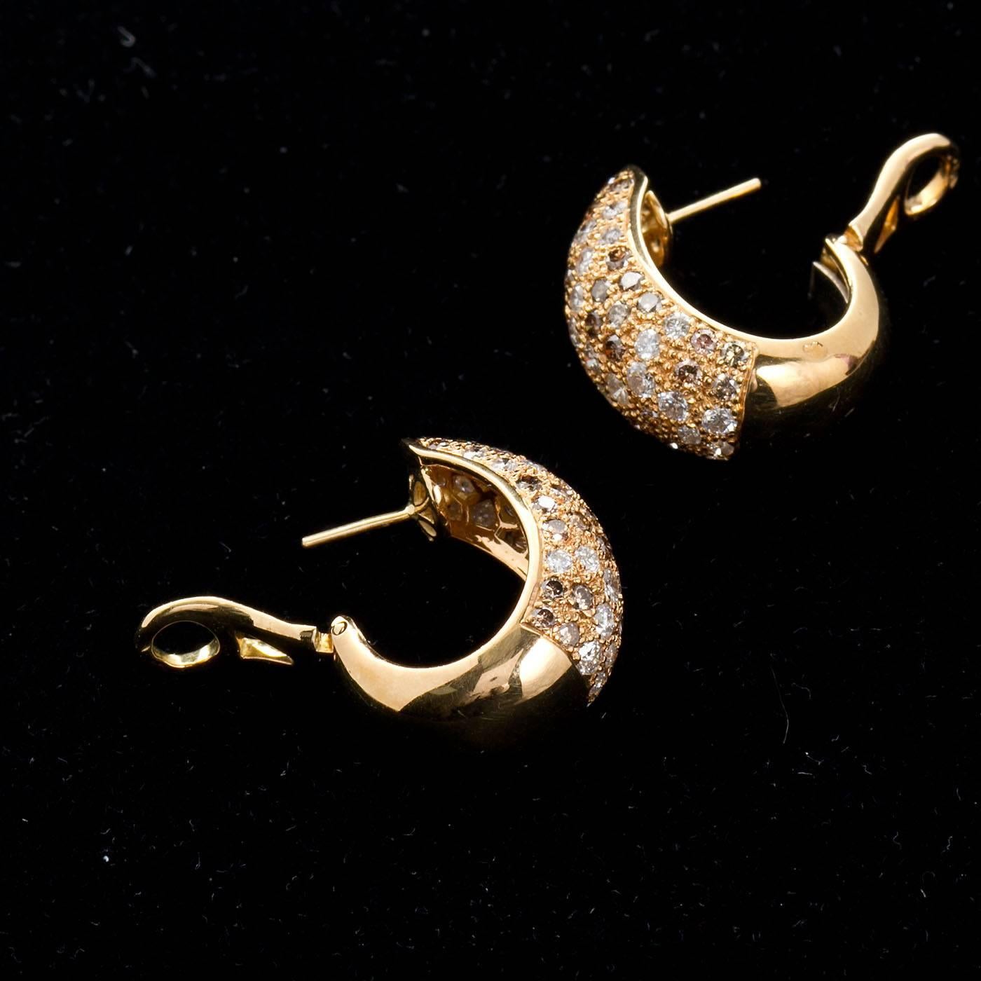 Women's Cartier Sauvage White and Cognac Diamond Bombé Earrings
