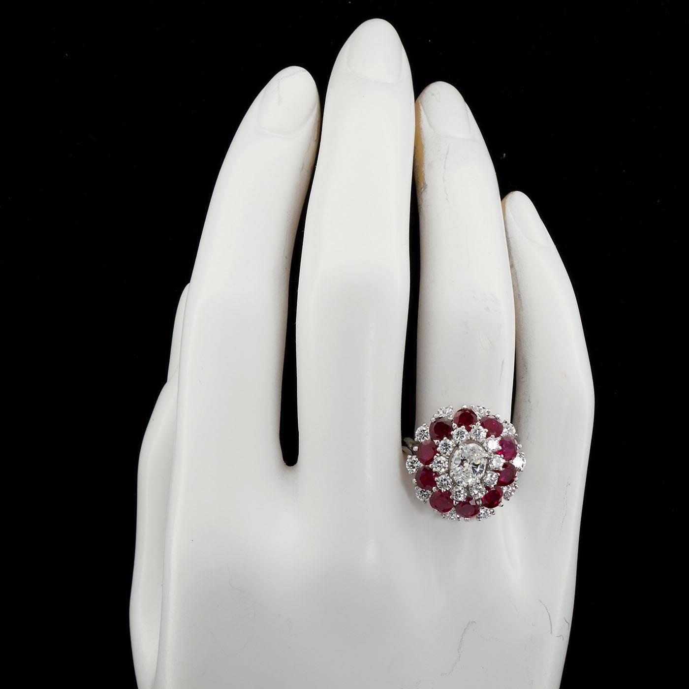 Women's J. E. Caldwell & Co. Diamond Ruby Cluster Cocktail Ring