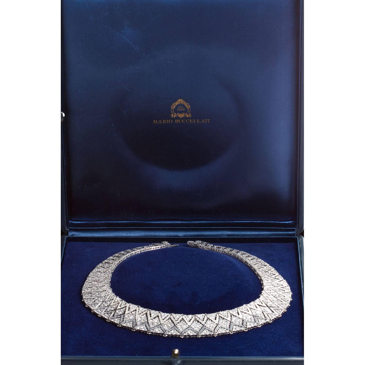 Mario Buccellati Diamond Bib Necklace In Excellent Condition In Lakewood, NJ