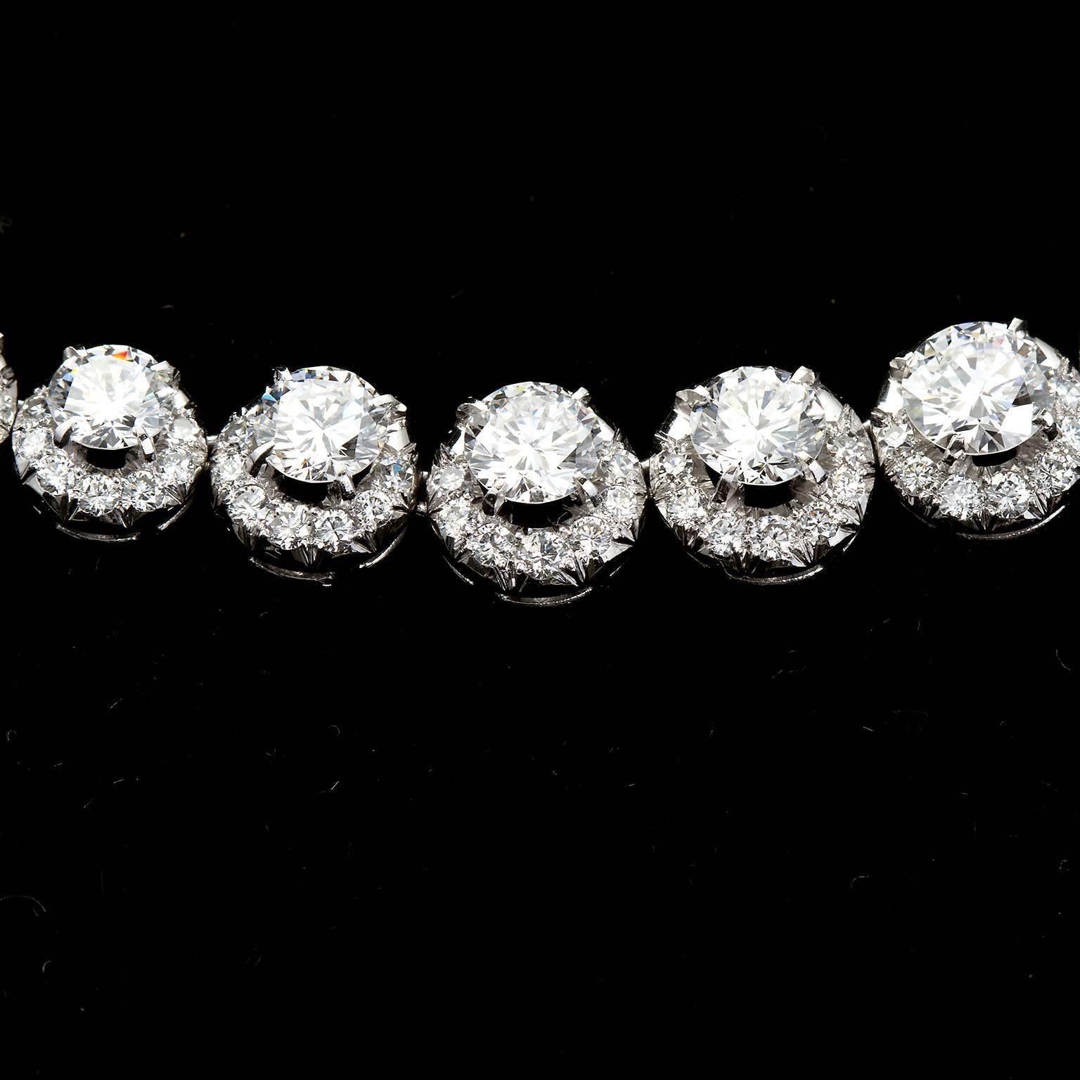 22 Carat Diamond Platinum Riviére Necklace In Excellent Condition In Lakewood, NJ