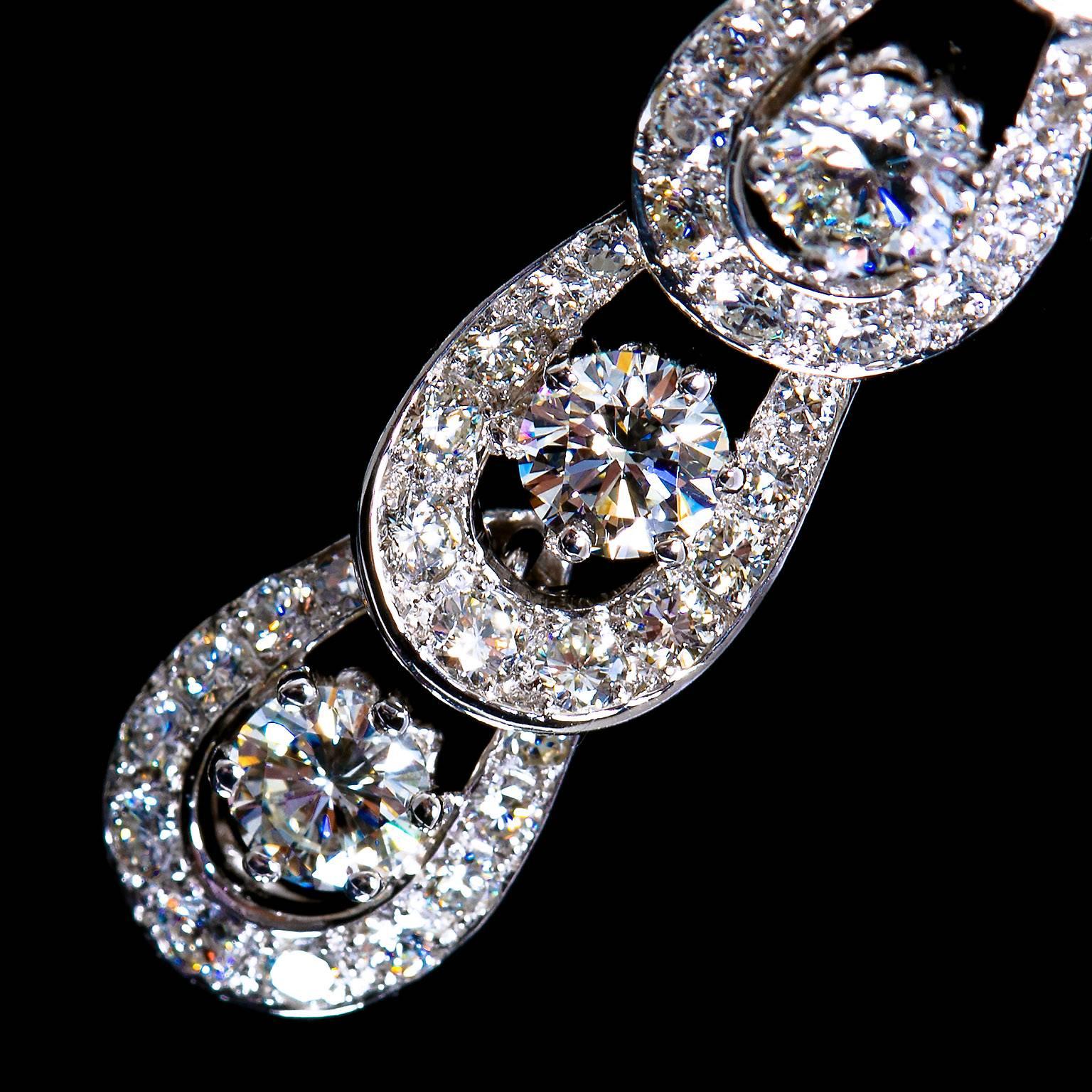 7.50 Carat Tear Drop Diamonds Platinum Dangle Earrings 1