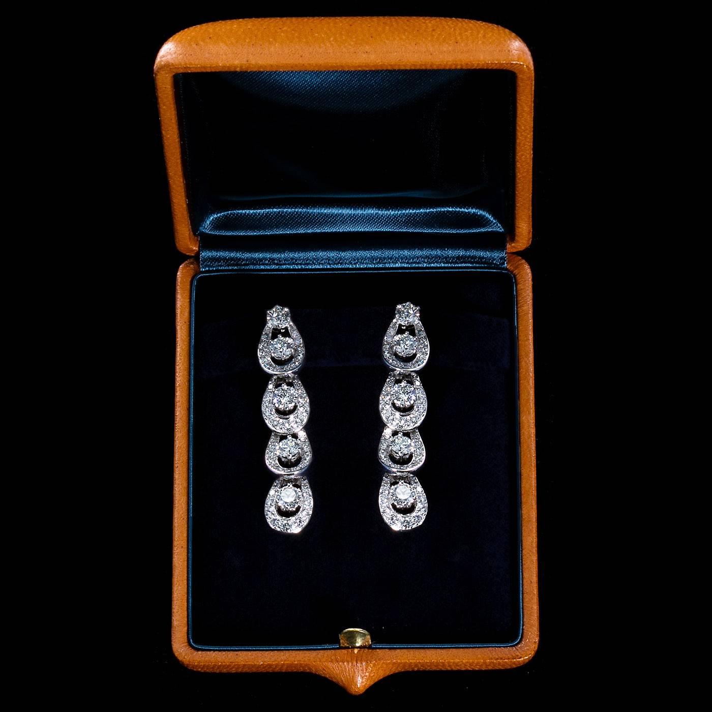Contemporary 7.50 Carat Tear Drop Diamonds Platinum Dangle Earrings