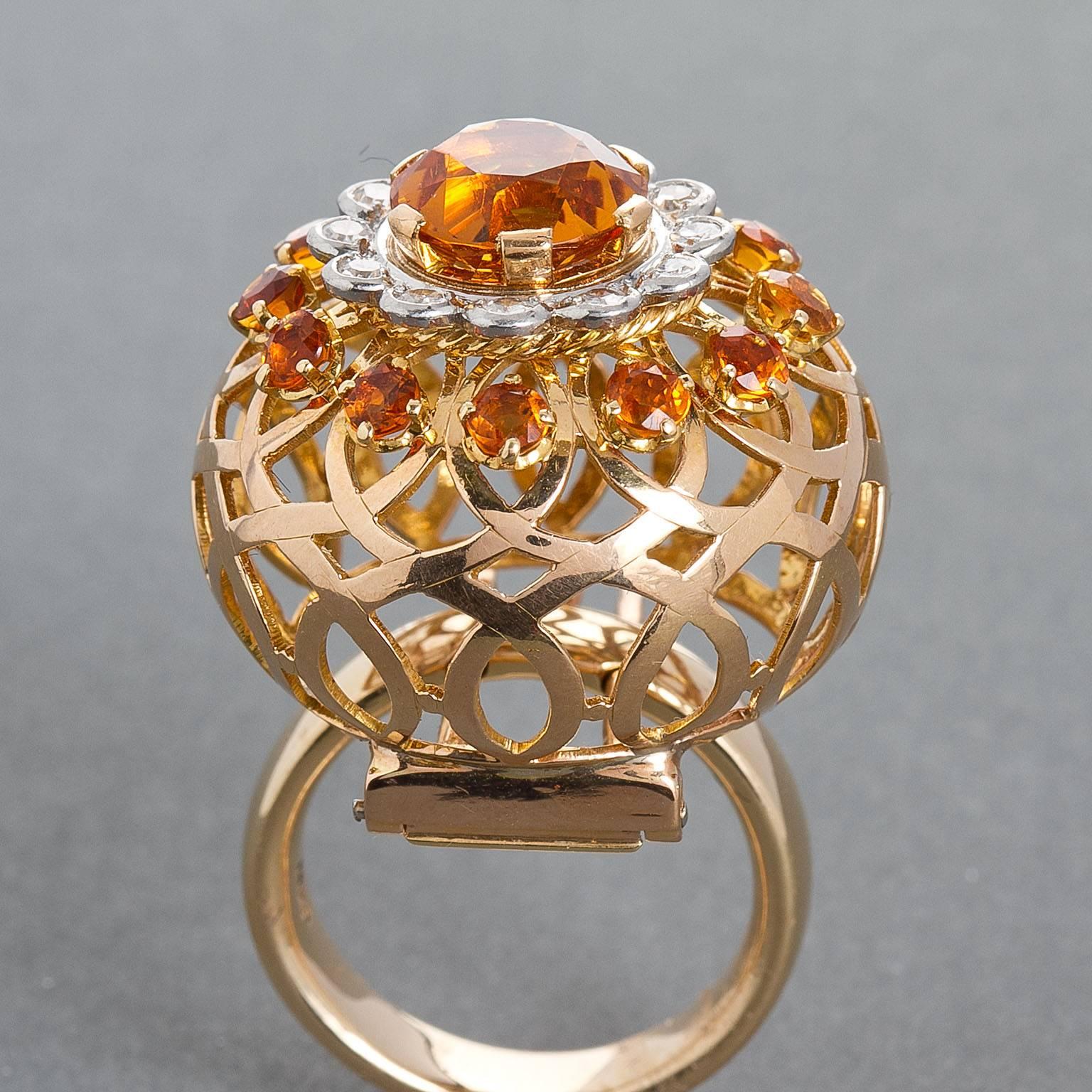 Mellerio Paris Woven Globe Citrine Diamond Ring Brooch Combo 1