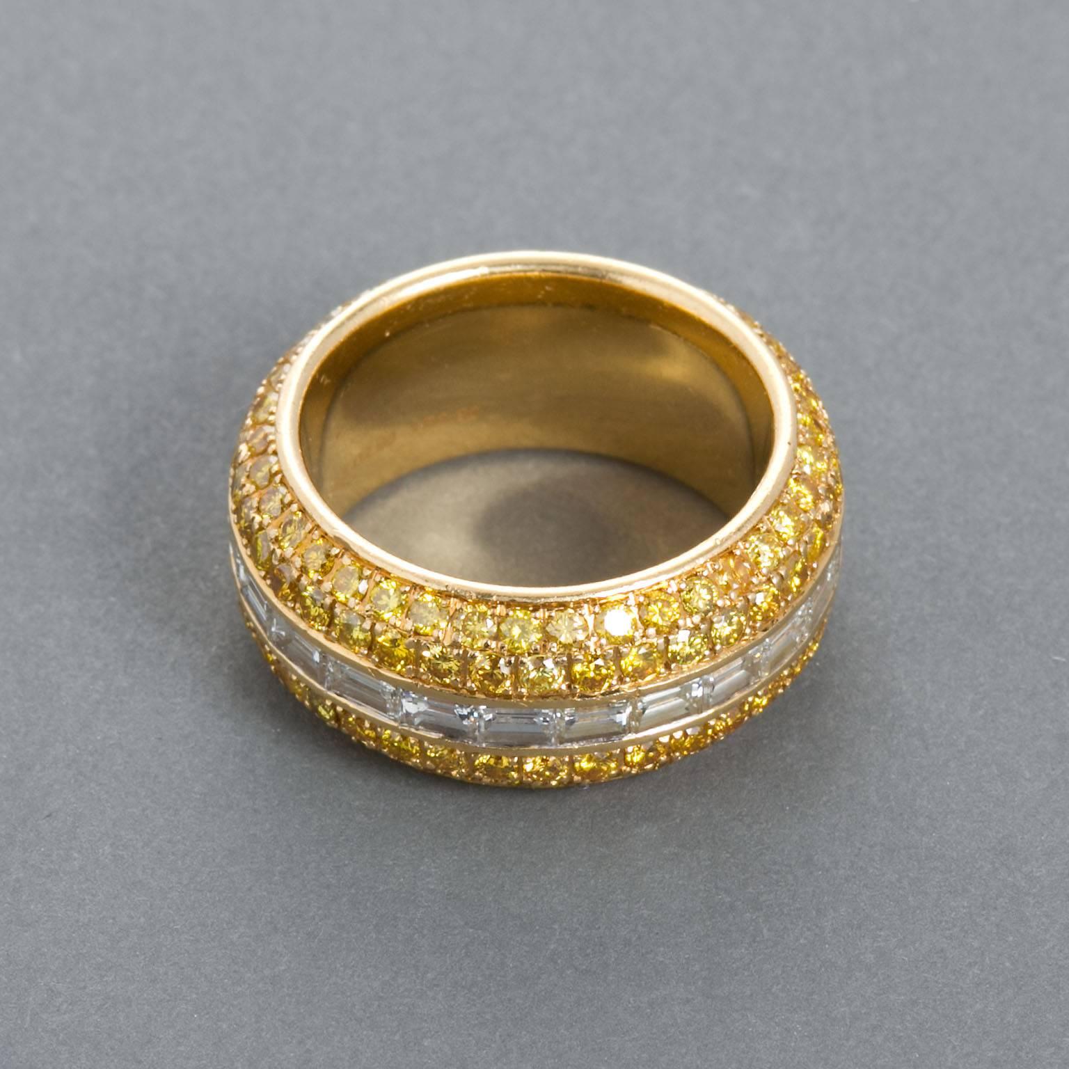 yellow diamond baguette ring