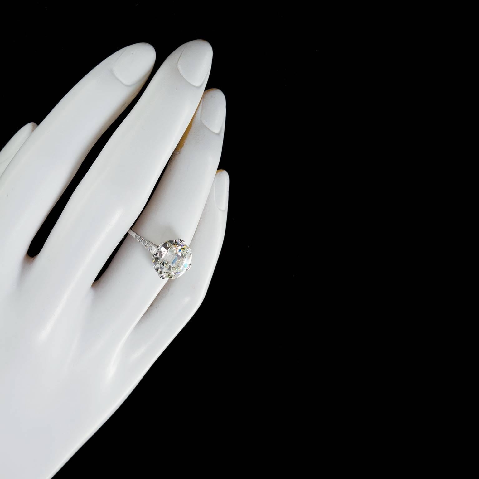 Art Deco Old Cushion Cut 5.01 Carat Diamond Engagement Ring GIA Certified 1