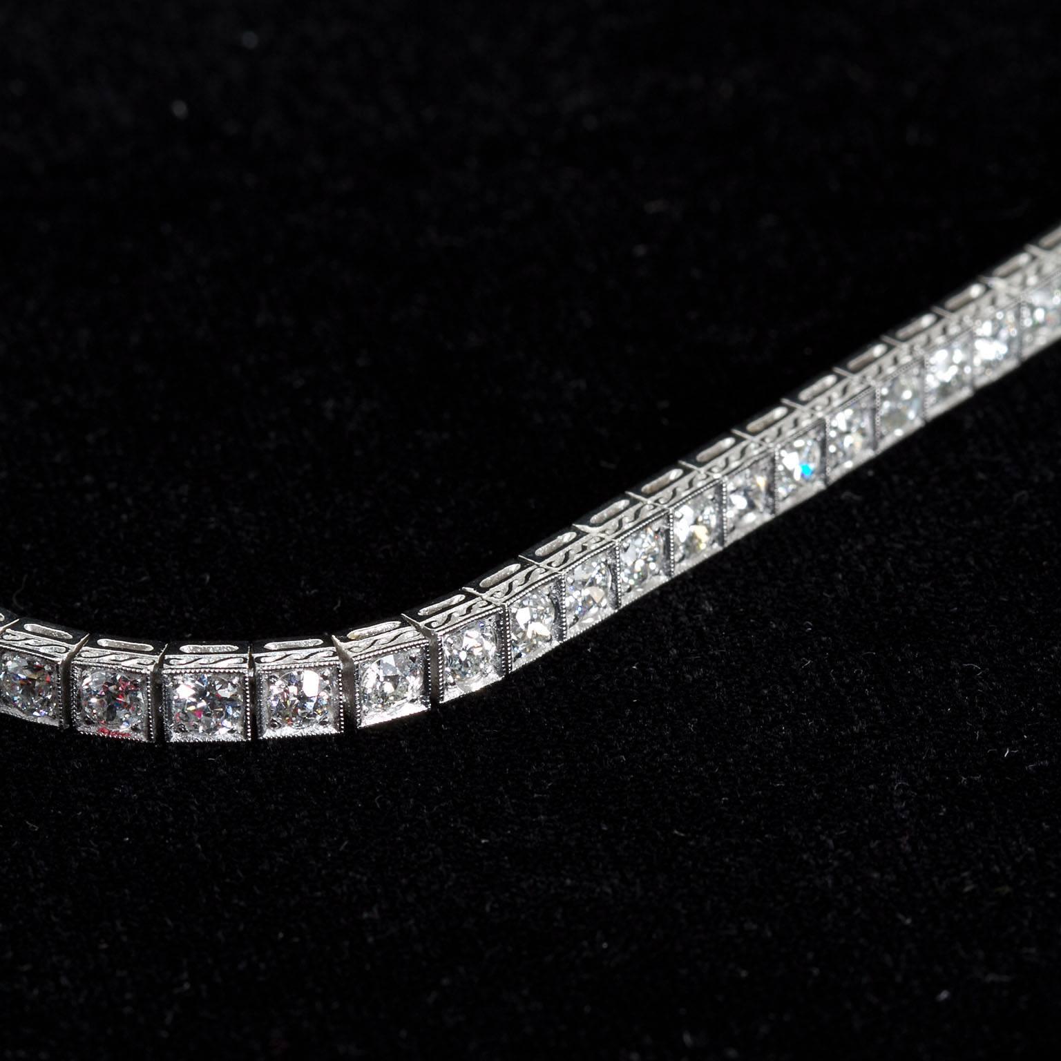 8.58 Carat Old European Diamond Platinum Tennis Bracelet 2