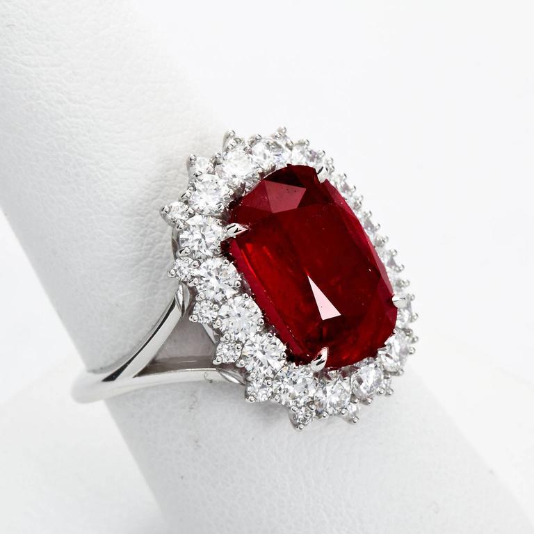 5.95 Carat Cushion Cut Pigeon Blood No heat Ruby Ring GRS Cert For Sale ...