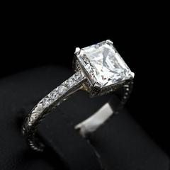 2.52 Carat GIA Square Emerald Asscher Cut Diamond platinum Engagement Ring