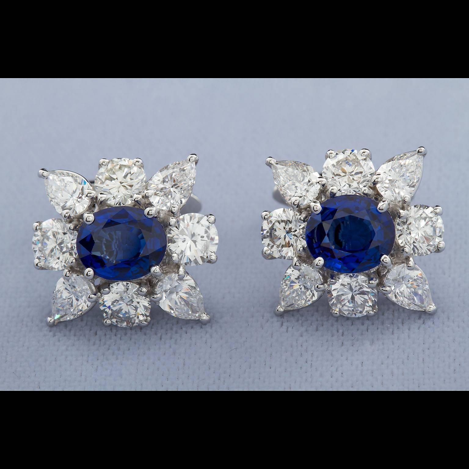 4.63 Carats Royal Blue Sapphire Diamond Cufflinks 3