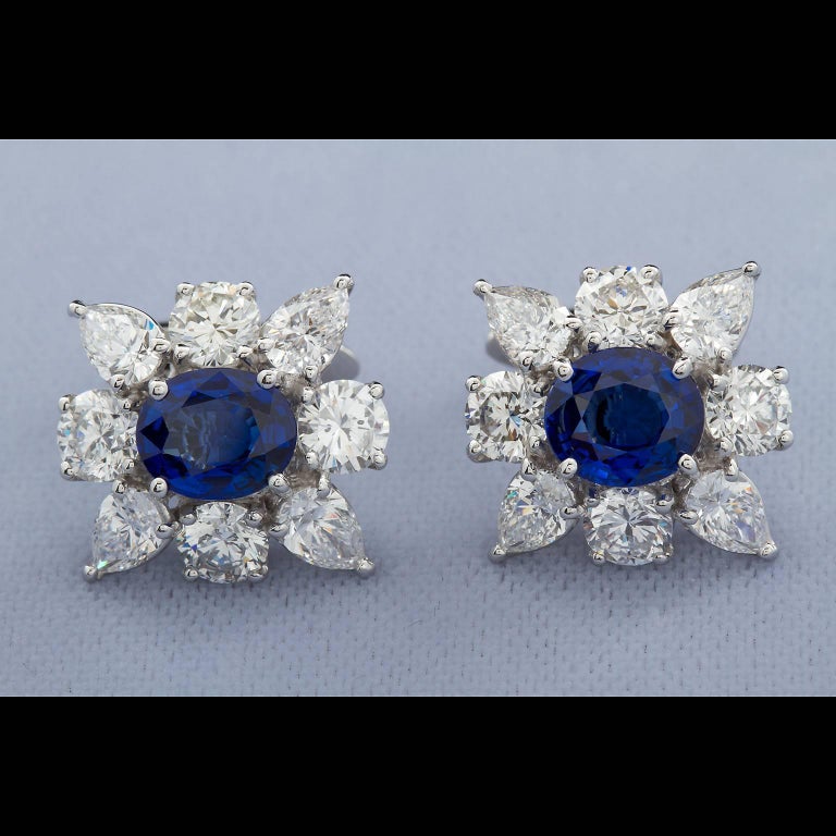 4.63 Carats Royal Blue Sapphire Diamond Cufflinks at 1stDibs